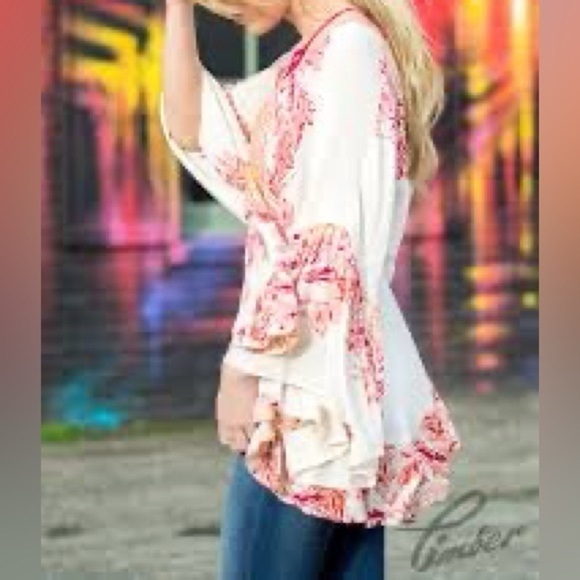 Free People Sunset Dreams Tunic Top Cream Boho Flowy Bollywood Small - Picture 4 of 12